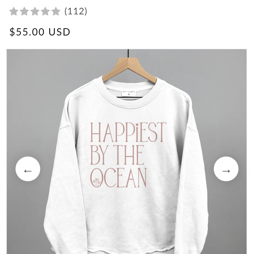 White Crew Neck Sweater with Ribbed Cuffs